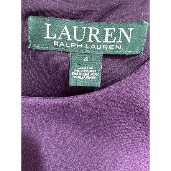 LAUREN RALPH LAUREN Women’s Purple Violet Waist Detail Dress Size 4 Elegant Fit - Picture 8 of 10